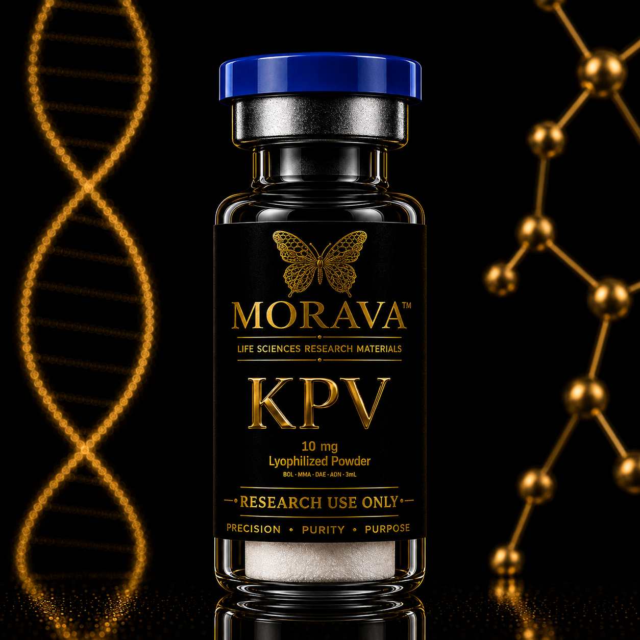 KPV 10 mg lyophilized powder in a 3 mL MORAVA research vial